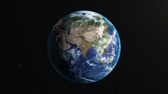 Vista satelital de la Tierra con Zoom in en India desde el espacio photo