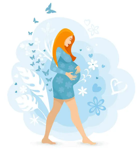 Vector illustration of Pregnancy. Future Mother Care Positive Emotion.