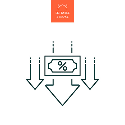 Interest Rate Line Icon with Editable Stroke. The Icon is suitable for web design, mobile apps, UI, UX, and GUI design.