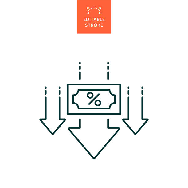 Interest Rate Line Icon with Editable Stroke. The Icon is suitable for web design, mobile apps, UI, UX, and GUI design. Interest Rate Line Icon with Editable Stroke. The Icon is suitable for web design, mobile apps, UI, UX, and GUI design. lower technology stock illustrations