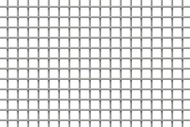 istock 3d seamless prison cage vector illustration. Realistic metal jail bars, iron grid mesh of crossed rods, closed square gaol lattice from pipes for arrest and punishment of criminals in jailhouse 1450252609