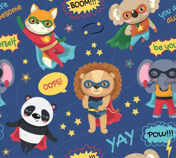 Vector illustration of Superheroes seamless pattern