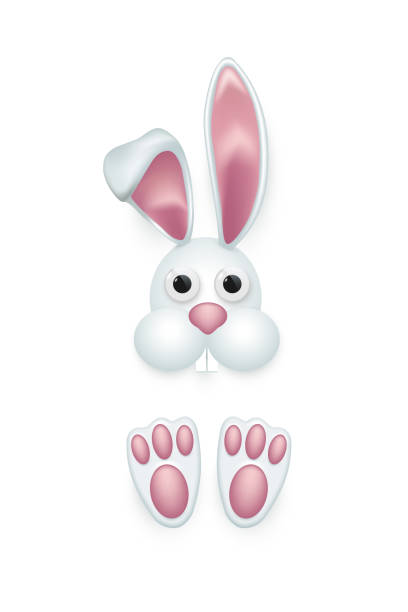 istock Cute little bunny character with head and feet, 3d funny spring rabbit headband for kids 1450252676
