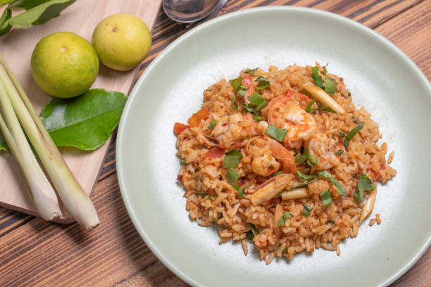 istock Fried rice with tom yum goong in a plate 1450252850