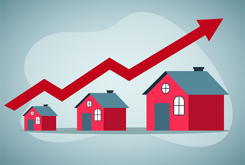 Housing price rising up. Real estate or property growth concept.