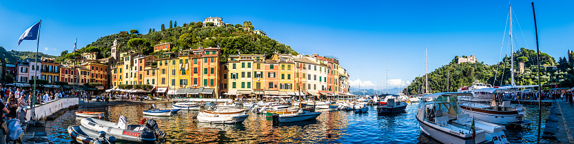 Portofino, Italy - October 5: old town and port of Portofino in italy on October 5, 2022