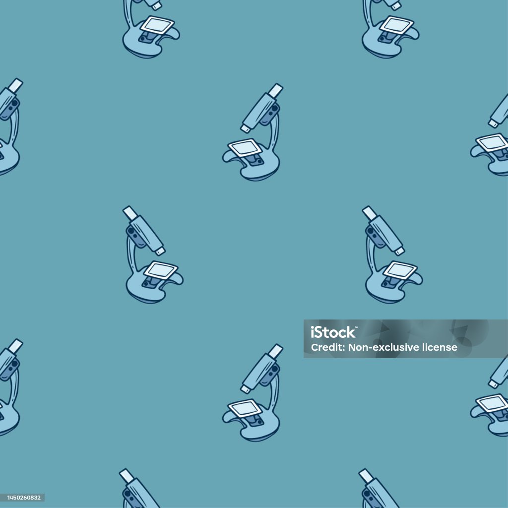 Microscope Pattern Cartoon Microscope Seamless Pattern Vector Illustration Stock Illustration ...