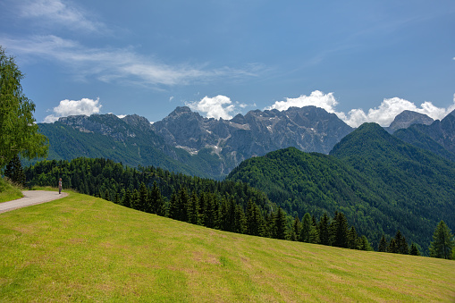 View from Solčava to the Kamniško-Savinja Alps, Gorenjska, Slovenia, Europe