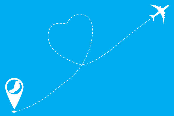 istock The pattern travels from start to destination. White heart-shaped dotted lines. 1450264013