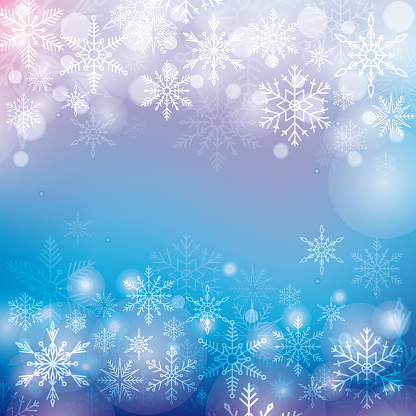 Vector background with snowflakes. Beautiful winter background. Background for postcards. Blue background with snowflakes.