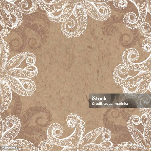 Octopus Frameborder Octopus Premade Design With Frame And Place For Text On Kraft Paper ...