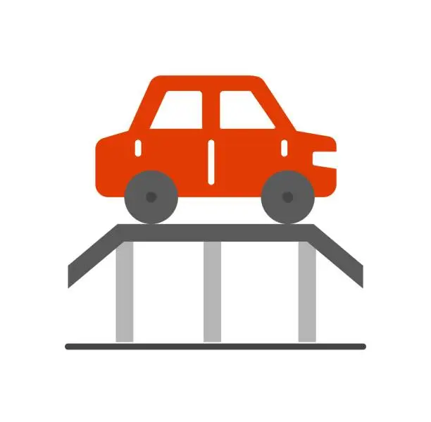 Vector illustration of Car on bridge icon