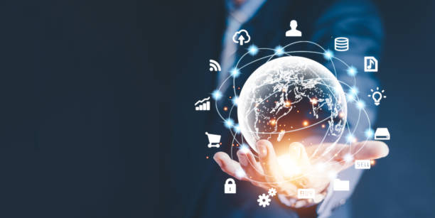 istock Businessman  Hand holding virtual Global Internet connection metaverse. Business global internet connection application technology and digital marketing, Financial and banking, Digital link tech, 1450272002