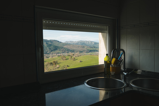 Kitchen window with beautiful mountain views