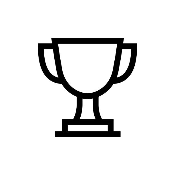 ilustraciones, imágenes clip art, dibujos animados e iconos de stock de icono de la línea de la copa de premios, diseño, pixel perfecto, trazo editable. medalla, ganador, primer lugar, número uno. - podium medal gold medal ribbon