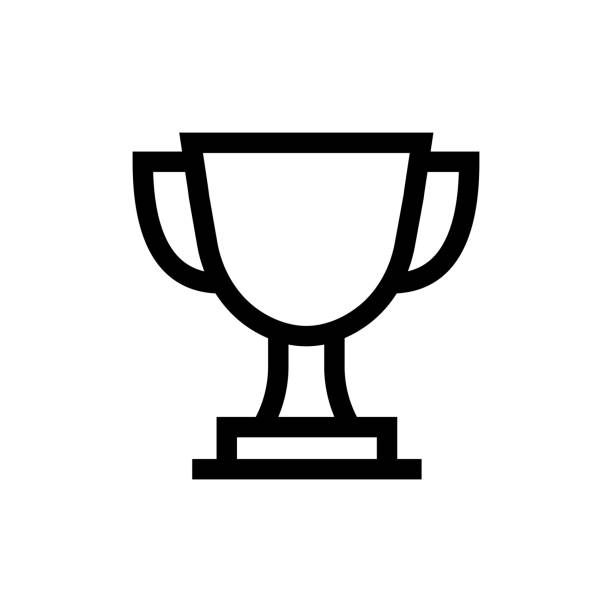 ilustrações de stock, clip art, desenhos animados e ícones de award cup line icon, design, pixel perfect, editable stroke. medal, winner, first place, number one. - medal gold medal podium leadership