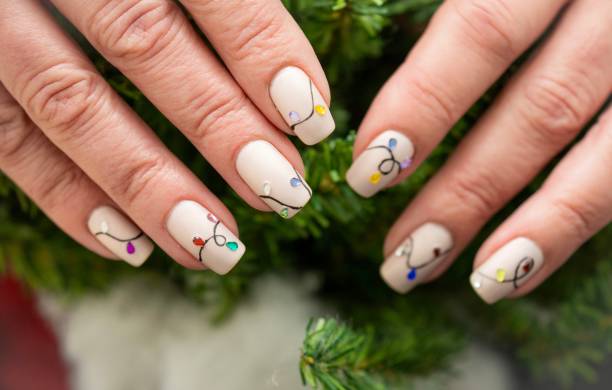 дизайн но�гтей, вдохновленный рождеством - nail salon fingernail manicure design стоковые фото и изображения