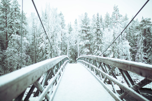 Bridge during winter season, covered with snow