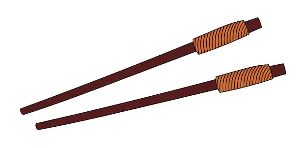 Vector illustration of Hand drawn wooden chopsticks