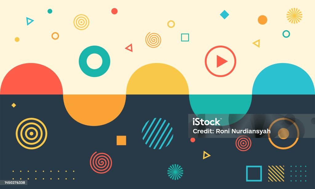 Element Shape Retro Colourful Retro Geometric Shapes Design Element Background Stock ...
