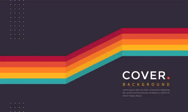 Vector illustration of Colorful retro lines banner, cover, flyer, landing page and poster vector background