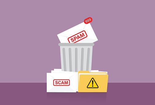 Delete spam and scam emails in the trash