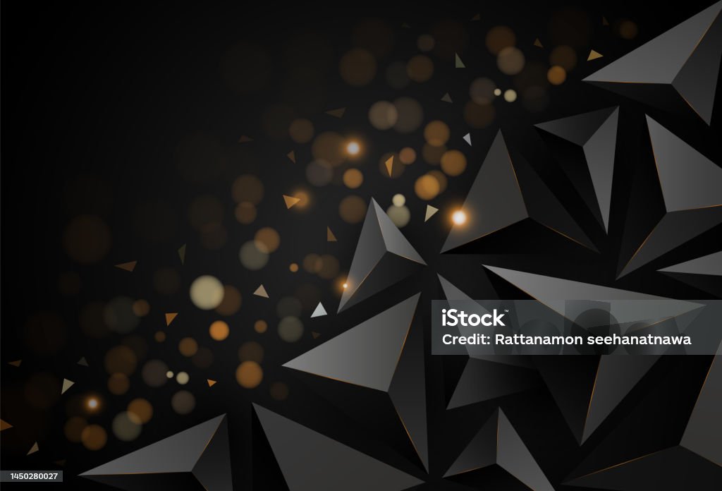 Black Triangular Background Abstract Black Triangle Background With Shiny Golden Lines 3d Triangles ...