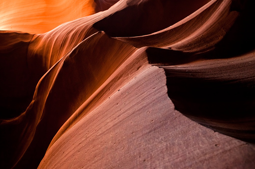 The beautiful sandstone formations in Antelope Canyon. Arizona, USA