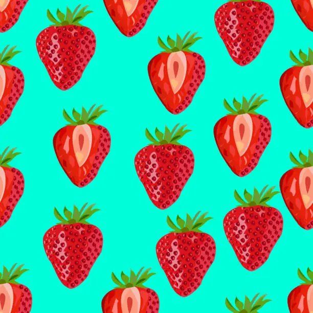 Vector illustration of strawberry seamless background