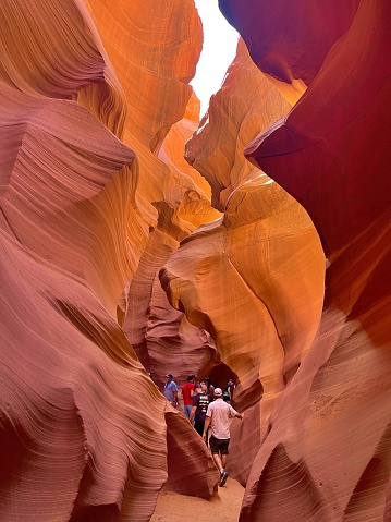 view from the bottom of Antelope Canyon to the sky