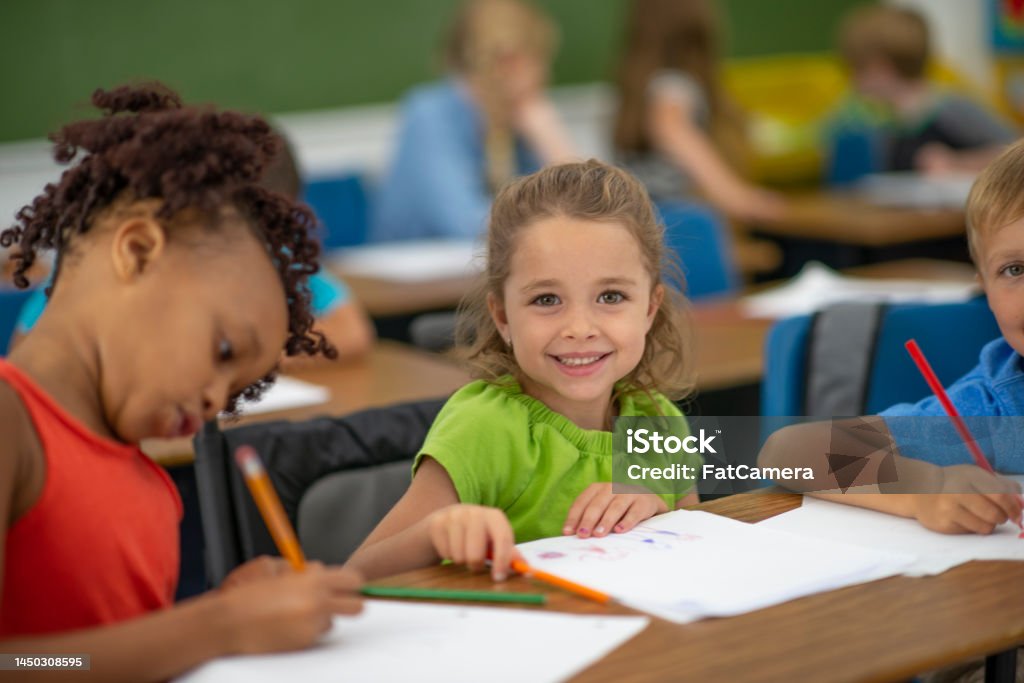 In Class Ework Students Working In Class Stock Photo - Download Image Now - Classroom ...