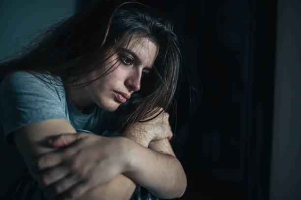 istock Young woman struggle with anxiety and depression. 1450308636