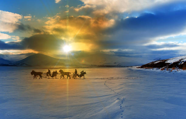 Traditional horse transport with sleigh