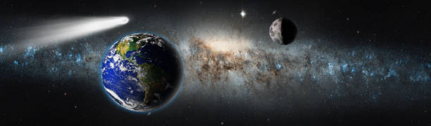 istock Milkway comet, planet earth and moon 1450314018