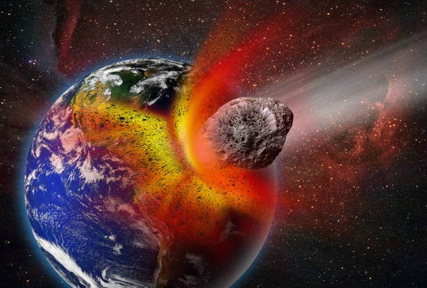 Meteor Hitting Planet Earth stock photo
