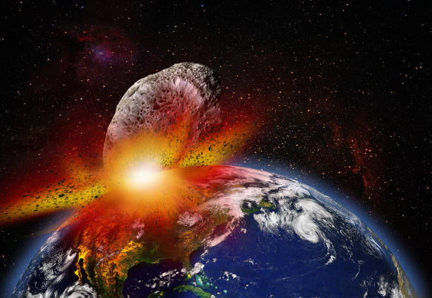 meteor uderzający w ziemię - judgement day exploding asteroid earth zdjęcia i obrazy z banku zdjęć