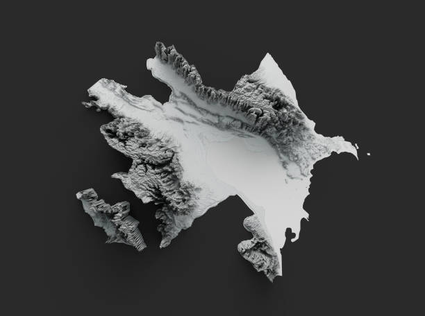 istock Azerbaijan Map Shaded relief Color Height map on the isolated Background 3d illustration 1450314793