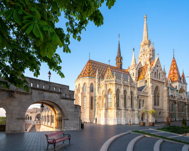 Budapest Hungary Matthias church on Budapest castle hill with Fishermen's Bastion fishermens bastion photos stock pictures, royalty-free photos & images