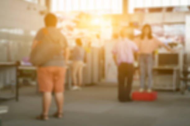 blurred background of TSA, Security Checkpoint - Body and Luggage bag Scan Machine ,Secure in Airport Check In,vintage color