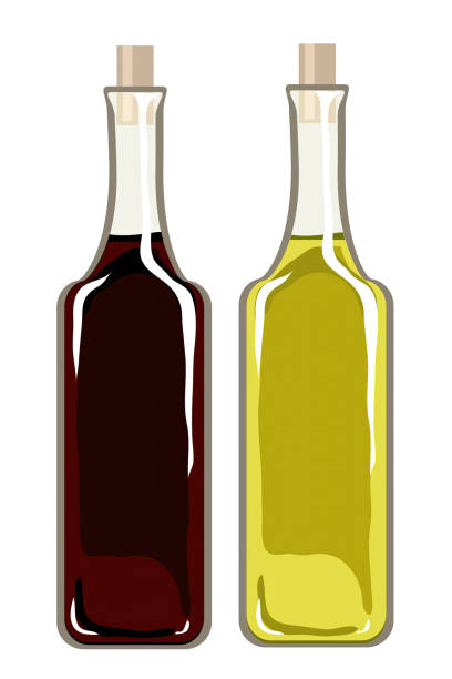 ilustraciones, imágenes clip art, dibujos animados e iconos de stock de aceite de oliva y vinagre balsámico - vinegar salad dressing balsamic vinegar olive oil