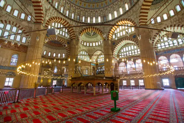 Interior of Suleymaniye Mosque (Süleymaniye Camii), built by the legendary architect, Mimar Sinan
