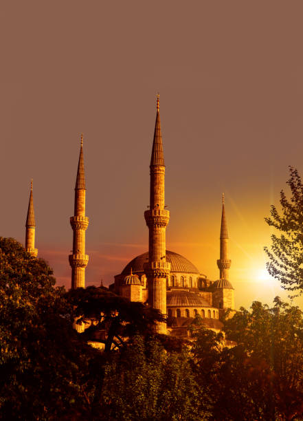 Suleymaniye Mosque (Suleymaniye Camii) at Sunset stock photo
