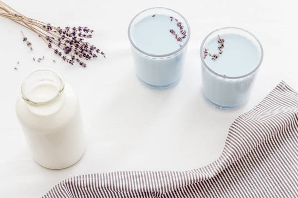 istock Blue butterfly pea latte in glasses, cold drink 1450324376