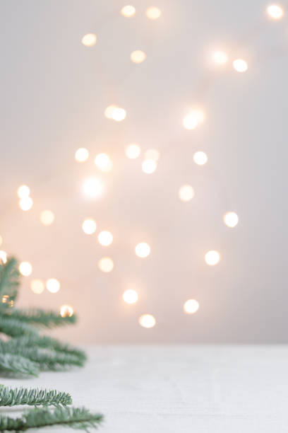 istock Christmas lights Background brunches with lights on a white background 1450329469