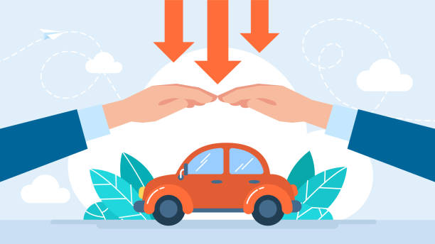 istock Car insurance services. Car protection. Alarms. Hands protect small red automobile by creating a roof. Auto protection and insurance concept. Flat design style. Vector illustration 1450330274