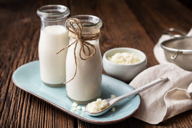 istock Kefir, healthy probiotic beverage with milk kefir grains 1450331860