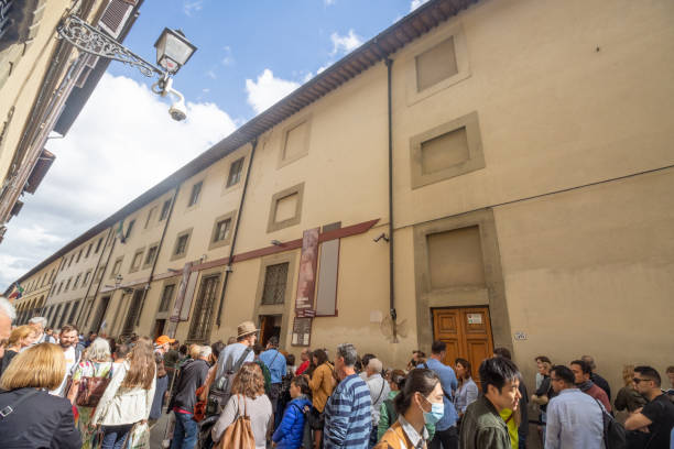 Waiting in Line at Accademia Gallery in Florence at Tuscany, Italy Many people Waiting in Line at Accademia Gallery in Florence at Tuscany, Italy to see Michelangelo's statue of David. michelangelo italy art david stock pictures, royalty-free photos & images