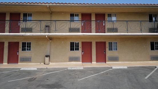 Los Angeles, United States – June 15, 2022: An exterior of a Motel outside in Burbank city with backyard