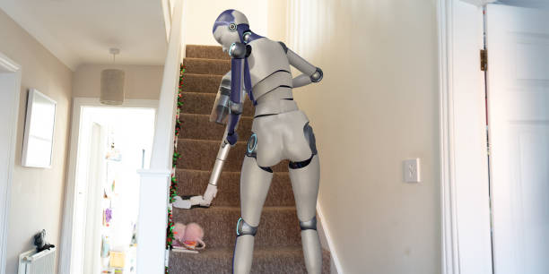 istock Home Robot Vacuuming Stairs 1450336581