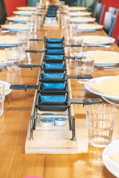 istock Beautiful view of a table with plates preparing for dinner 1450342069